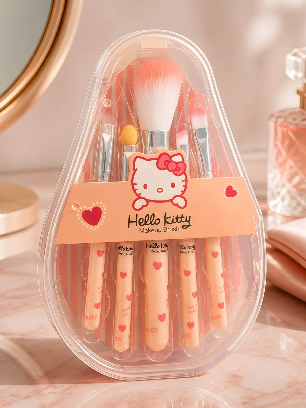 Hello Kitty Peach & Pink Cosmetic Brush Set